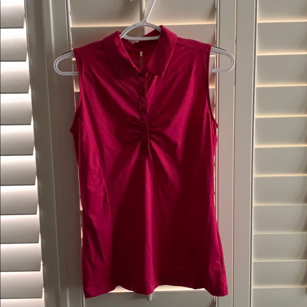 Sleeveless Pink Polo Top with Gathered Front